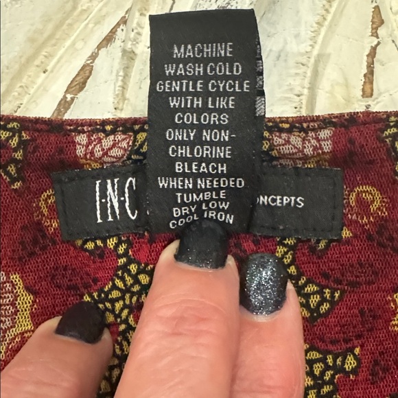 INC Boho chic peasant blouse Top Womens L sheer puff sleeves square neckline - Picture 8 of 10